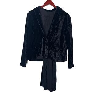 Limi Feu Yohji Yamamoto black velvet blazer with silk pleated long back sz S